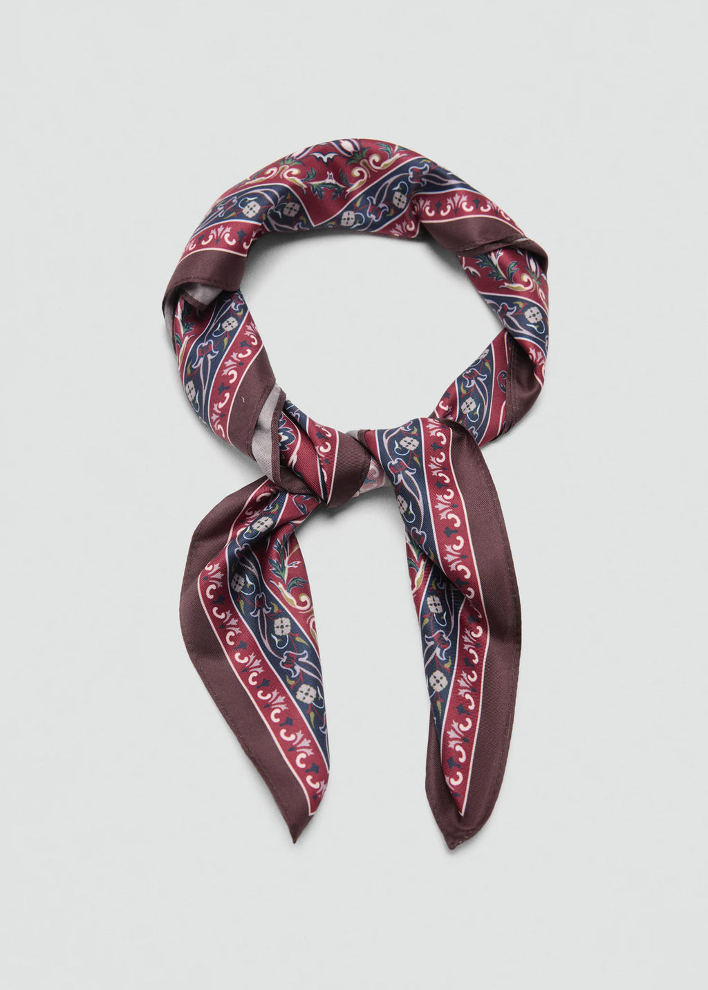 Printed Satin Scarf Navy