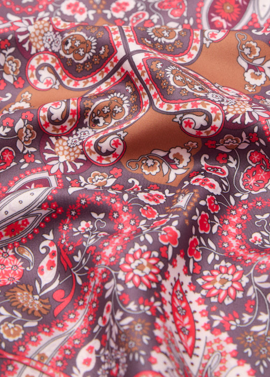Printed Satin Scarf Red