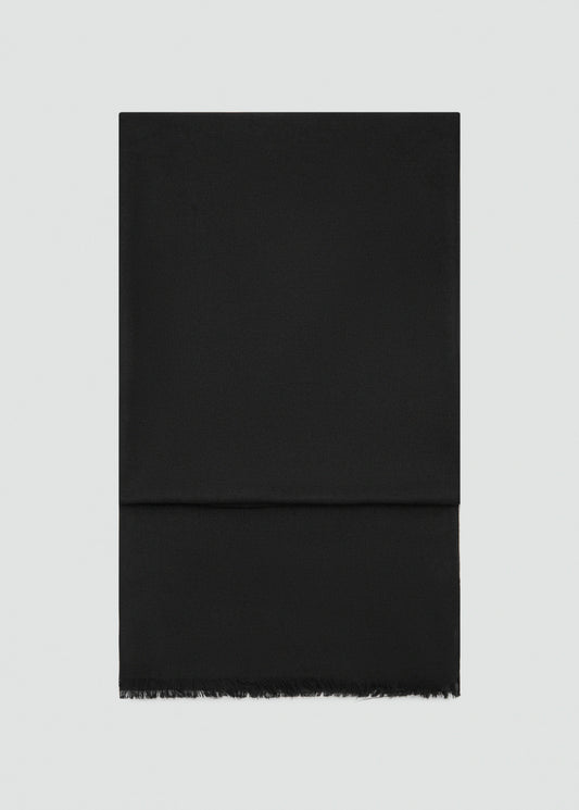 Plain Shawl With Frayed Ends Black