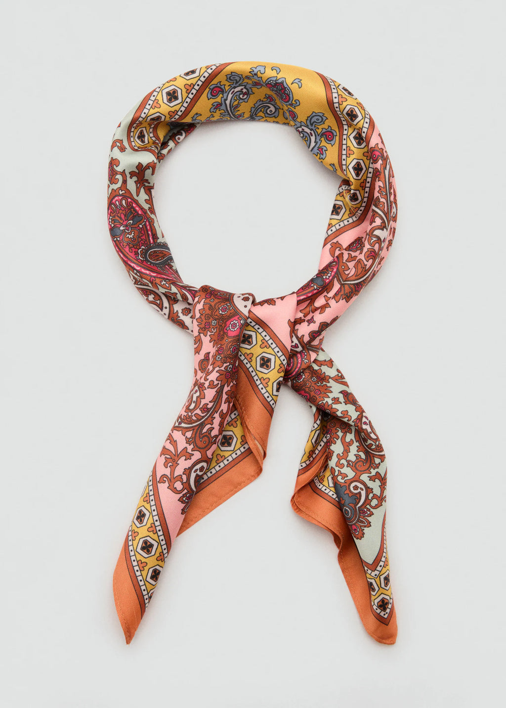 Paisley Satin Scarf Khaki