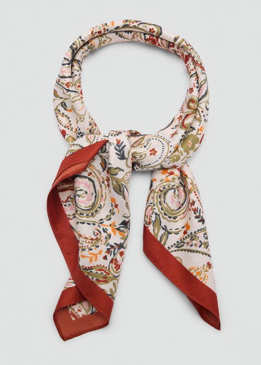 Paisley Satin Scarf Burnt Orange