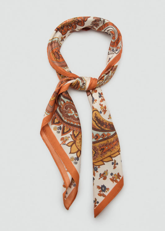 Paisley Satin Scarf Orange