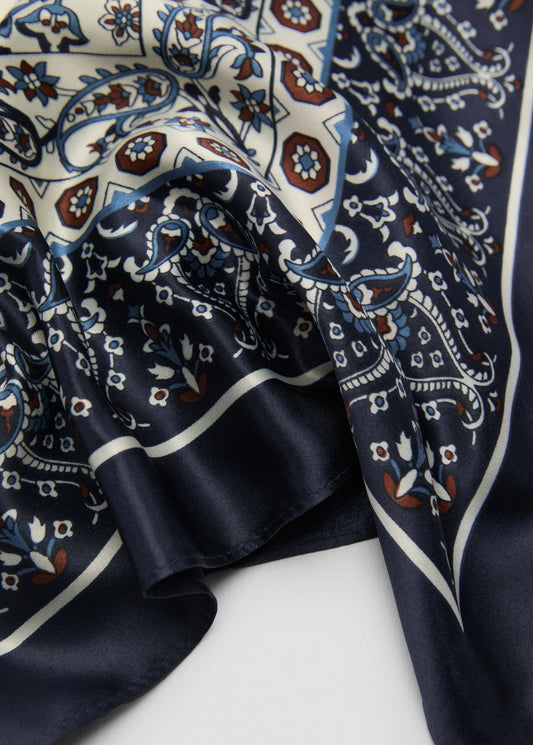 Paisley Print Scarf Dark Navy