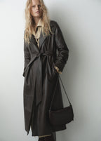 Oval Shoulder Bag With Flap Chocolate