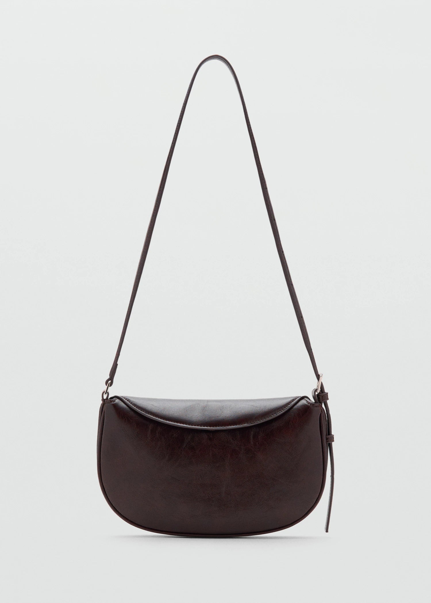 Oval Shoulder Bag With Flap Chocolate