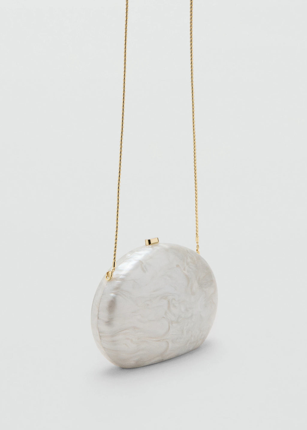 Oval Clutch Bag Ivory White