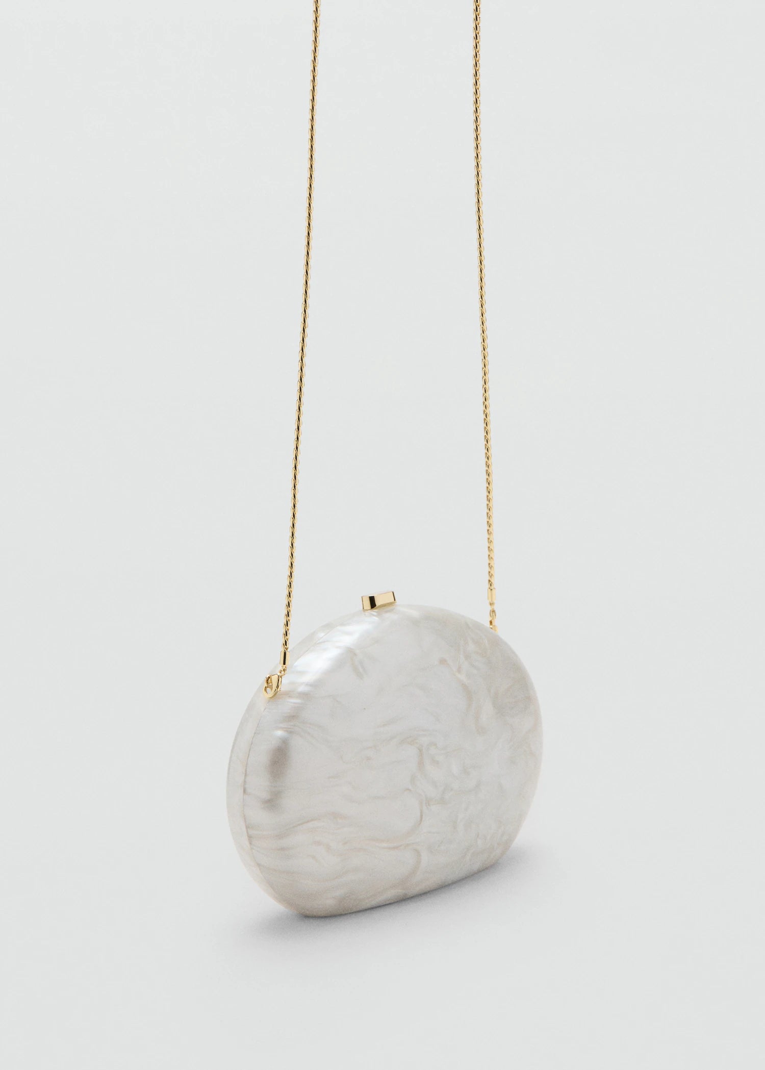 Oval Clutch Bag Ivory White