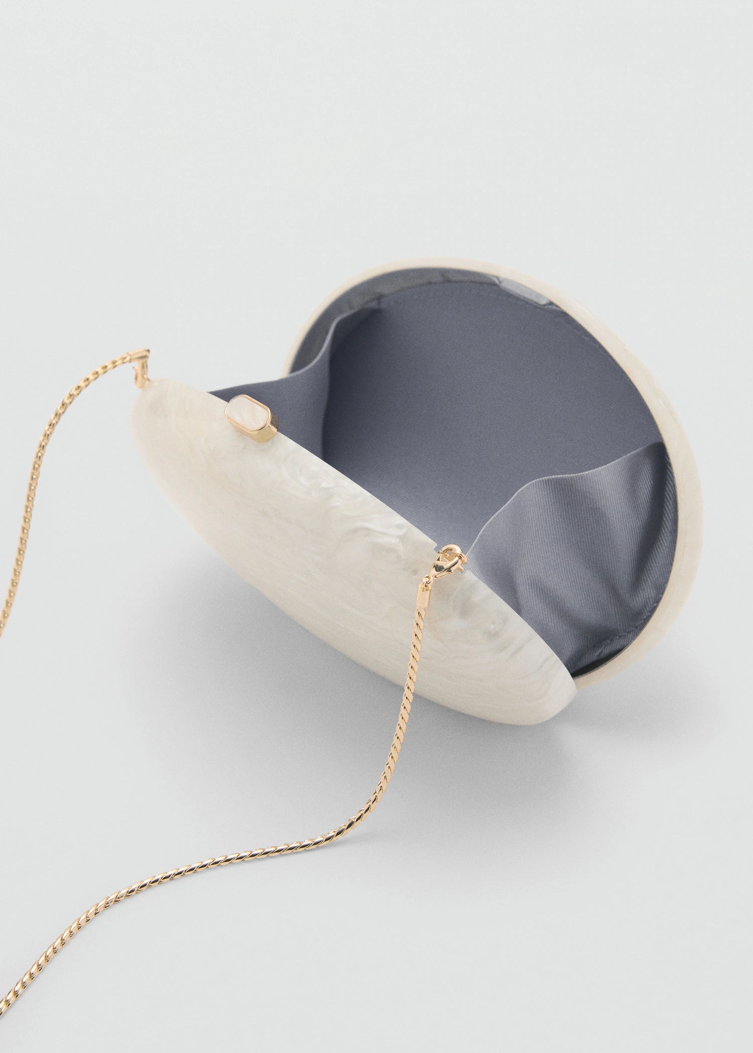 Oval Clutch Bag Ivory White