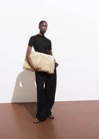 Natural Fibre Shopper Bag With Tassels Beige