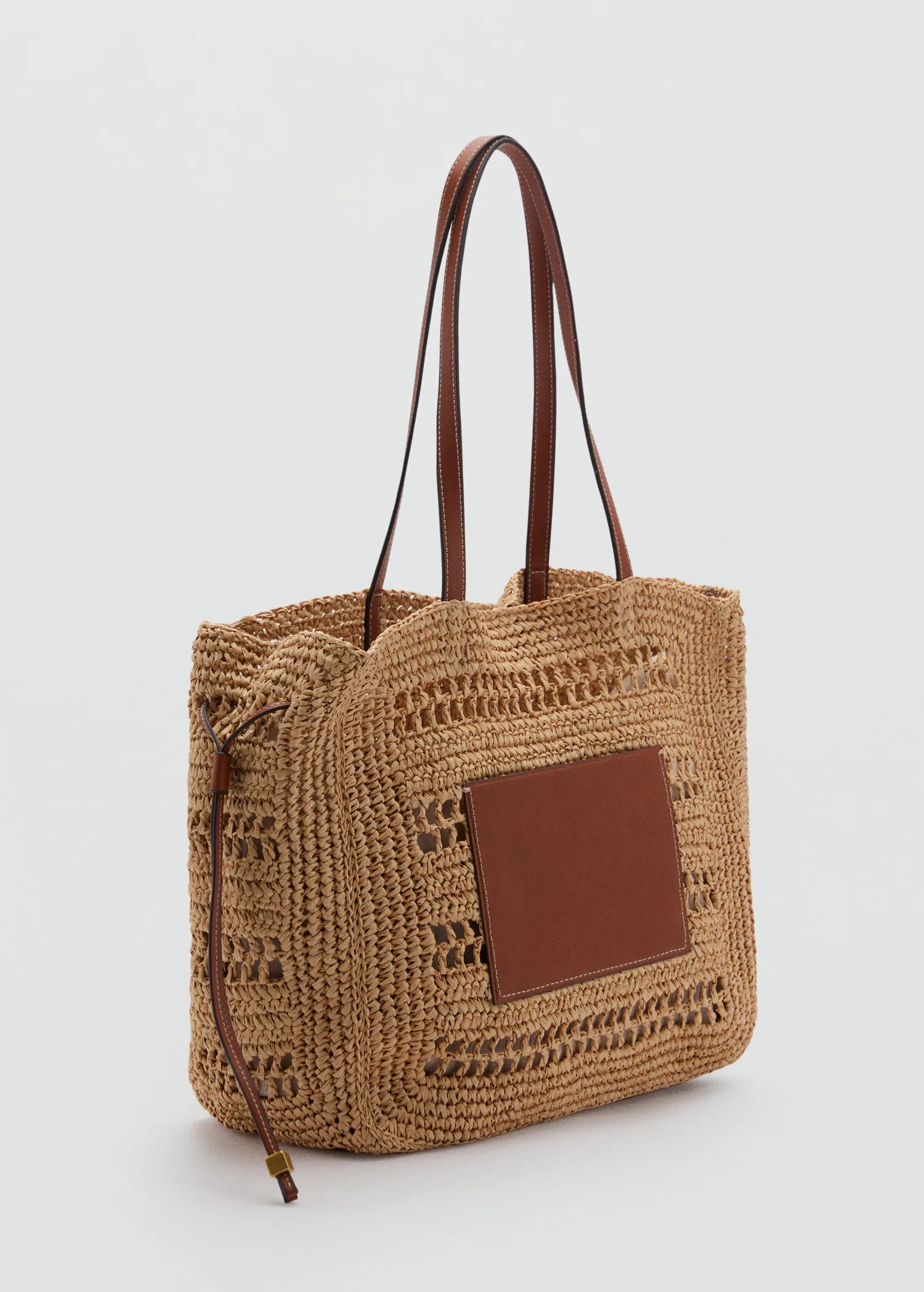 Natural Fibre Shopper Bag Leather