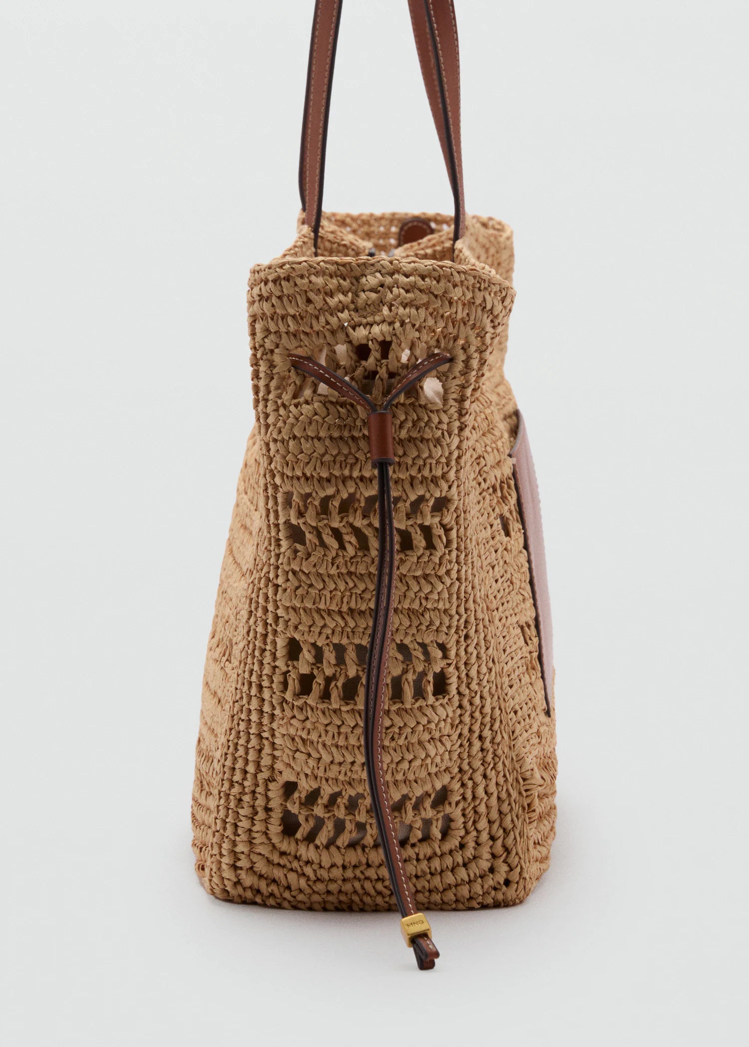Natural Fibre Shopper Bag Leather
