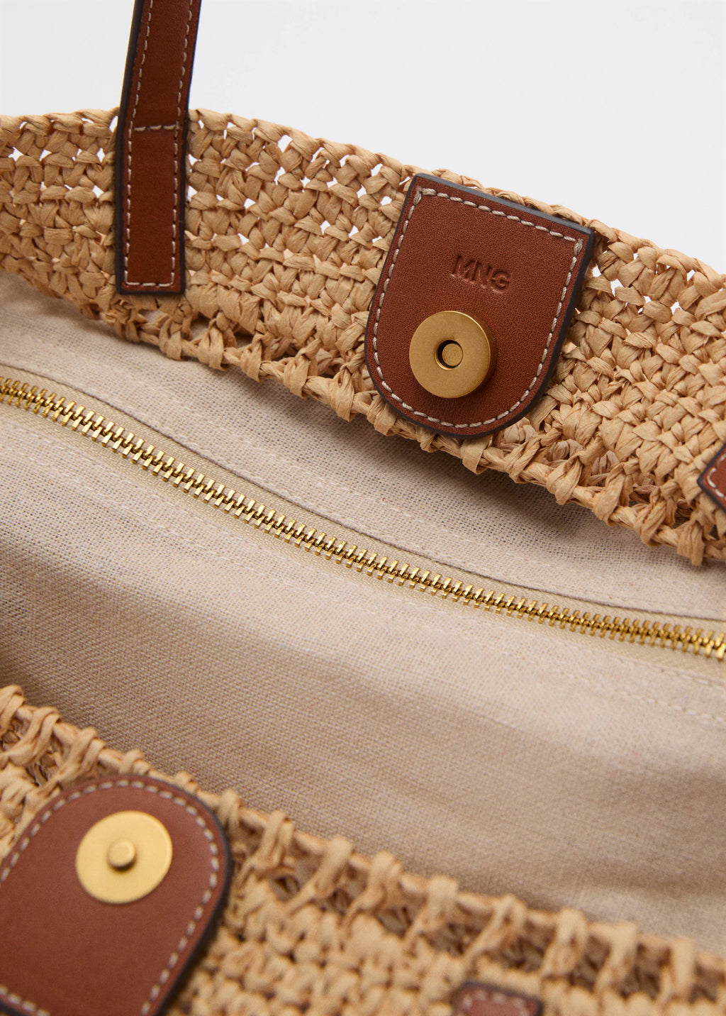 Natural Fibre Shopper Bag Leather