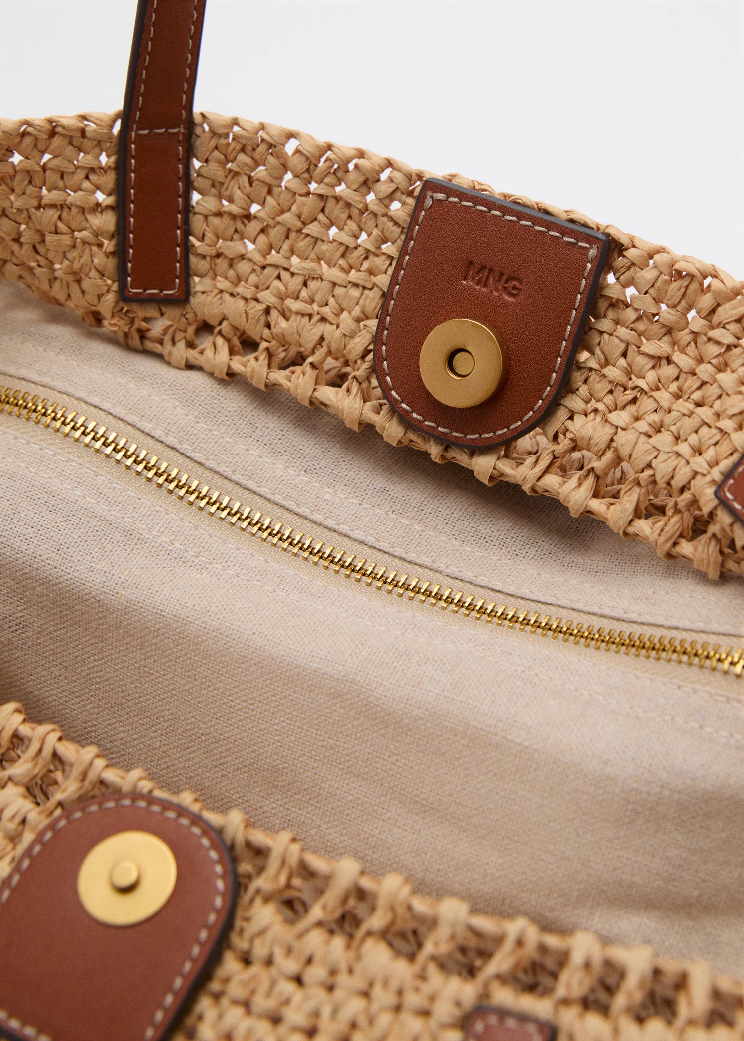 Natural Fibre Shopper Bag Leather