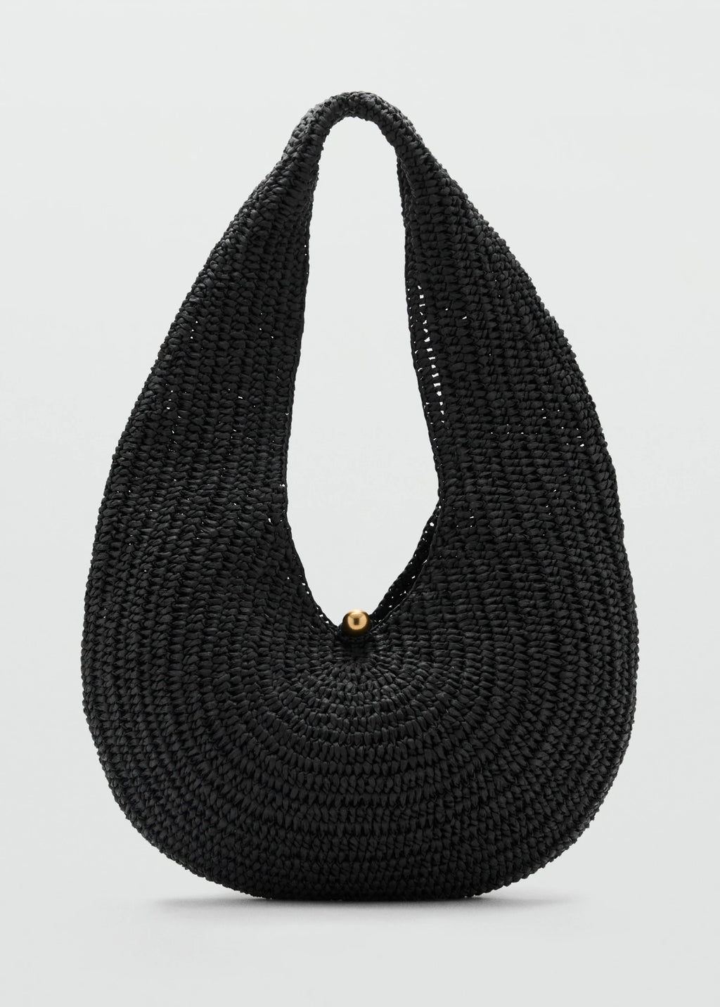 Natural Fibre Oval Shoulder Bag Black