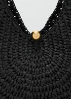 Natural Fibre Oval Shoulder Bag Black