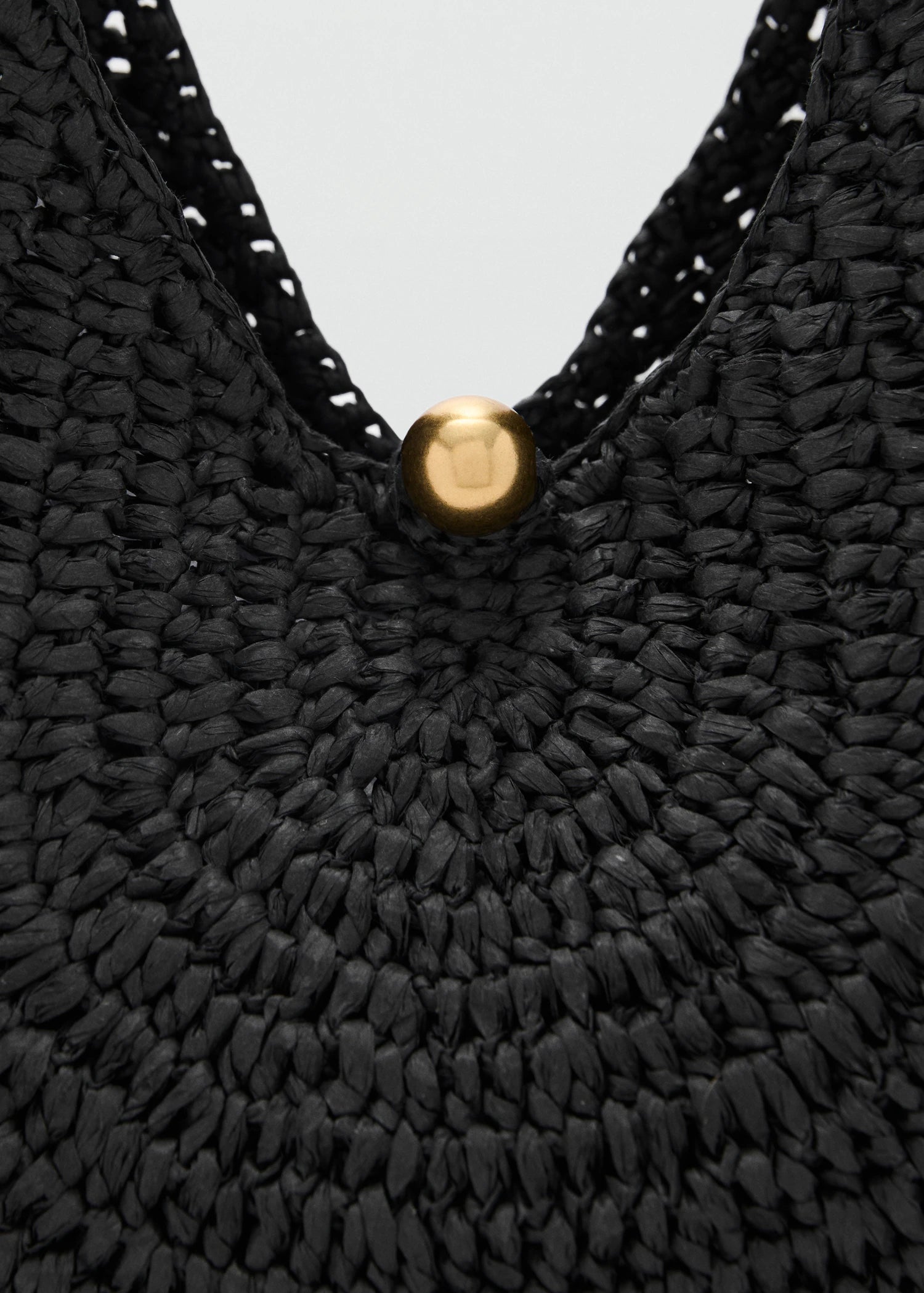 Natural Fibre Oval Shoulder Bag Black