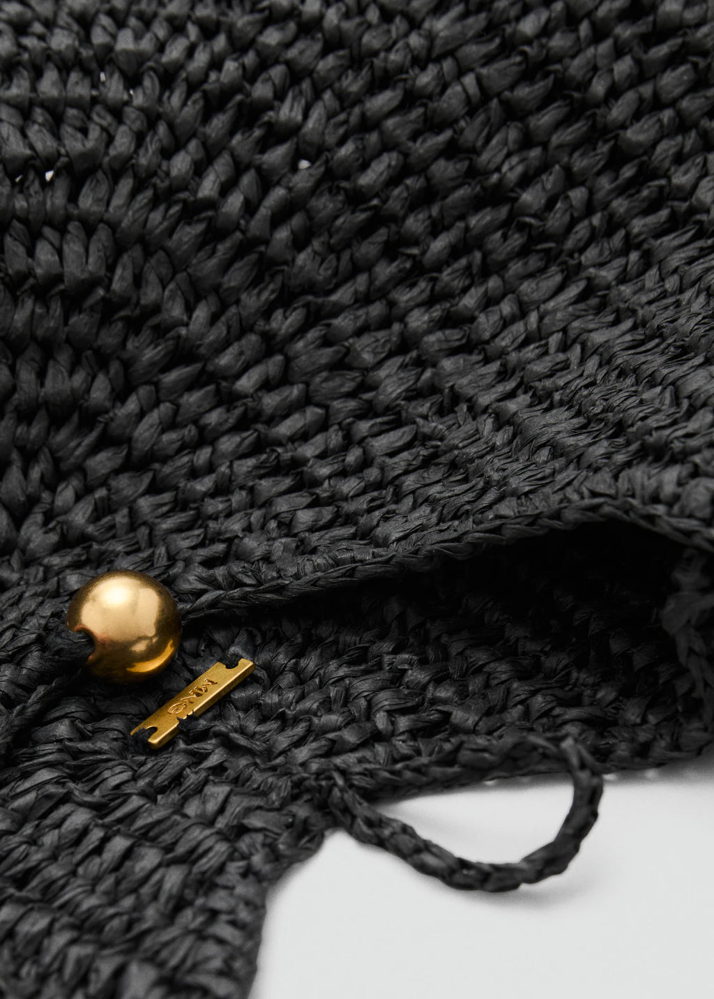 Natural Fibre Oval Shoulder Bag Black