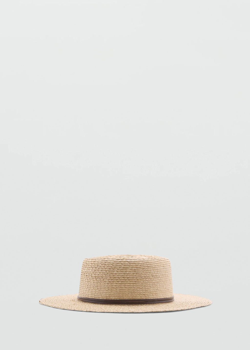 Natural Fibre Hat With Contrasting Ribbon Beige