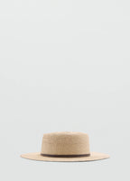 Natural Fibre Hat With Contrasting Ribbon Beige