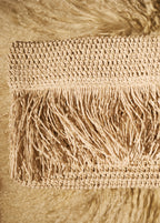 Natural Fibre Handbag With Fringes Beige