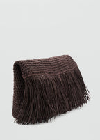 Natural Fibre Handbag With Fringes Chocolate