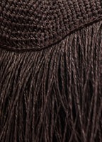 Natural Fibre Handbag With Fringes Chocolate