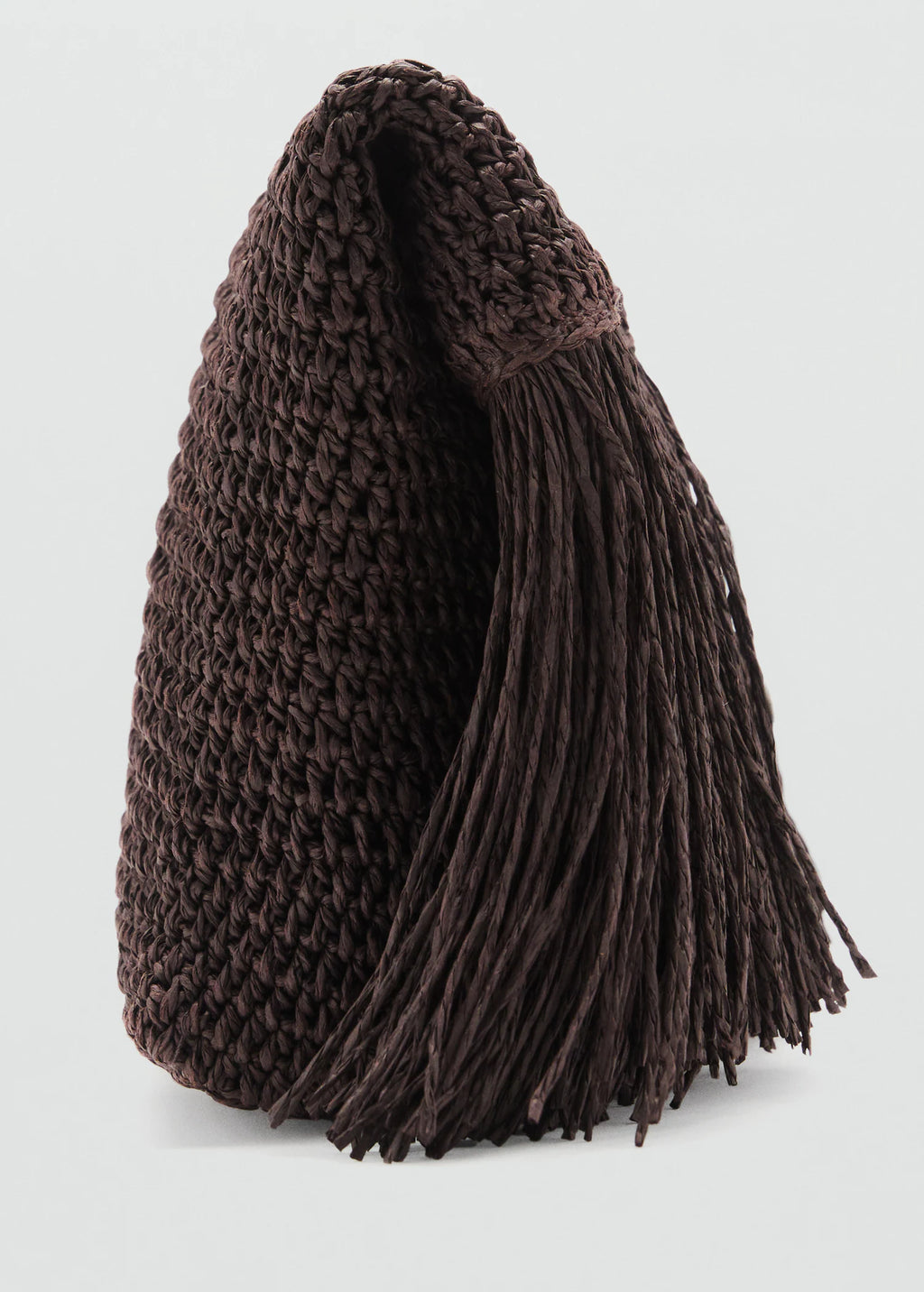 Natural Fibre Handbag With Fringes Chocolate