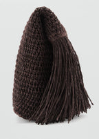 Natural Fibre Handbag With Fringes Chocolate