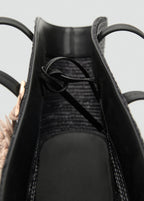 Natural Fibre Basket With Flower Charm Black