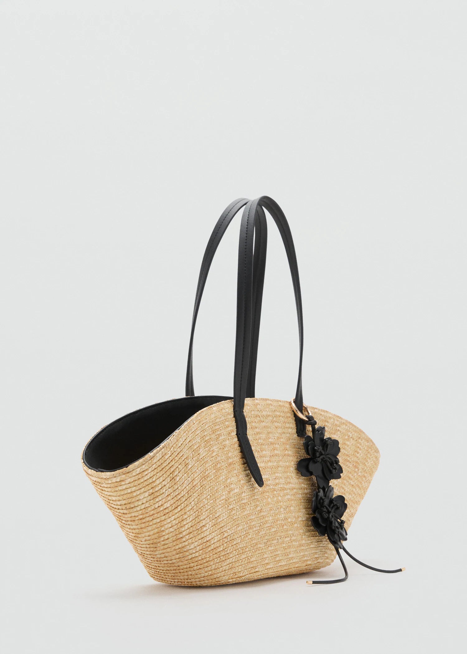 Natural Fibre Basket With Flower Charm Beige