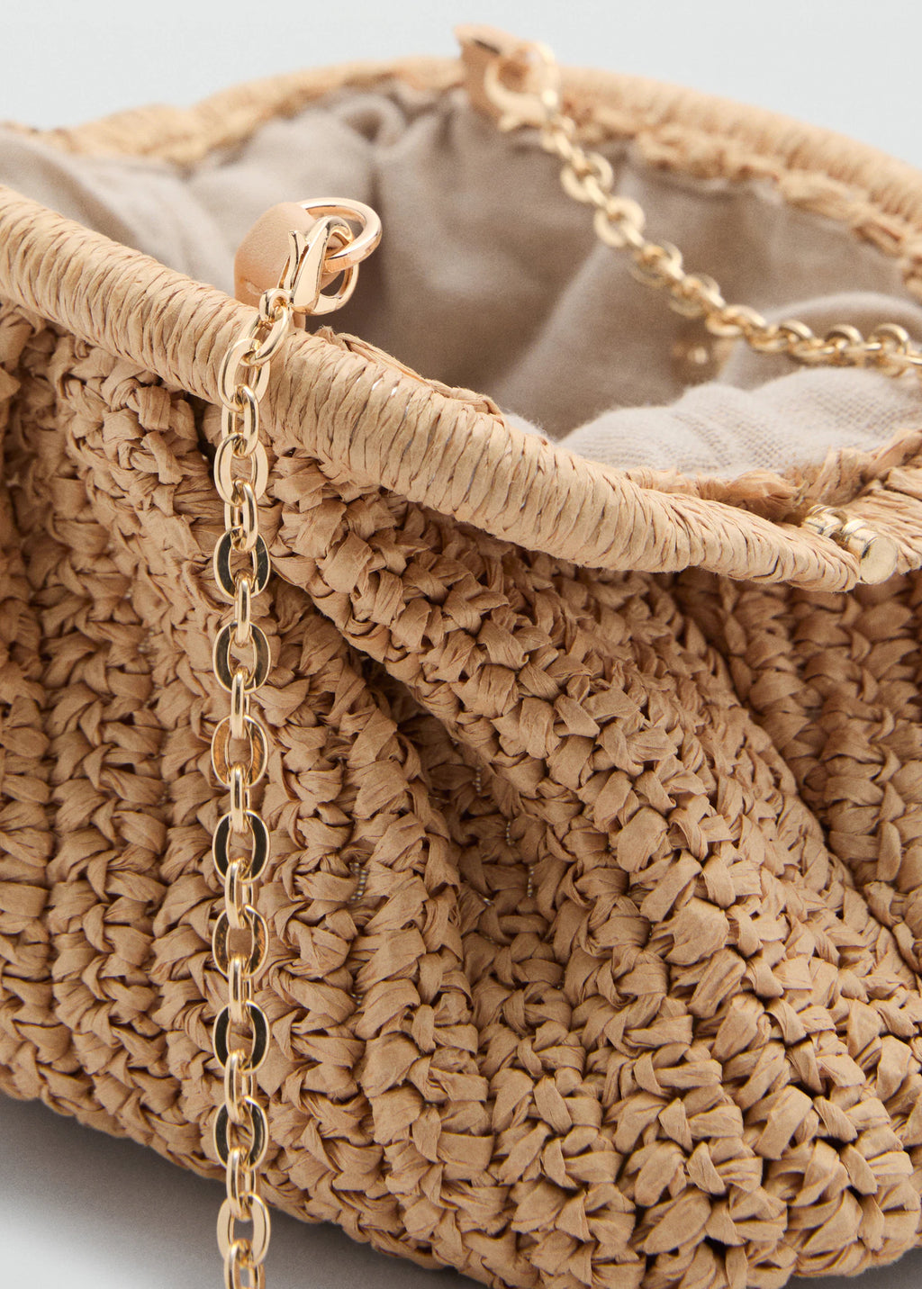 Natural Fiber Clutch Bag Beige