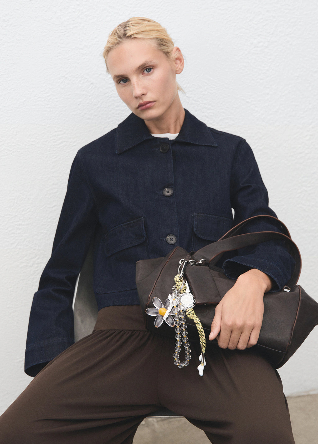 Multi Charm Daisy Keyring Pastel Yellow