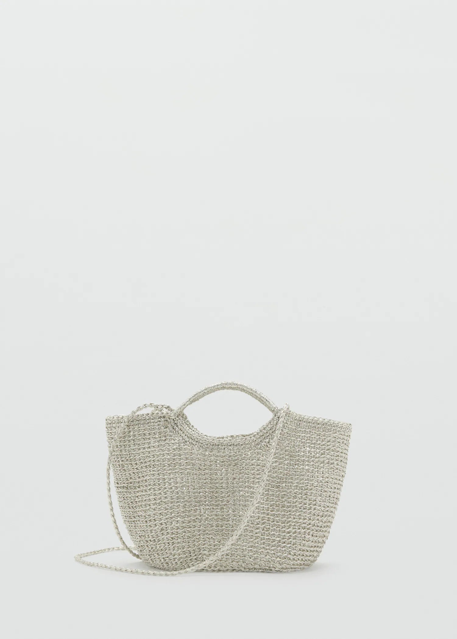 Mini Woven Crossbody Bag Silver