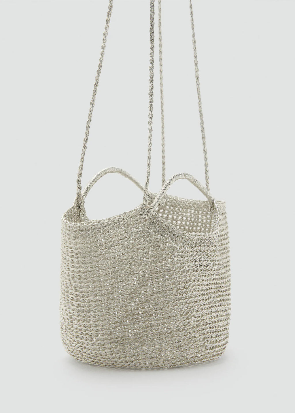 Mini Woven Crossbody Bag Silver