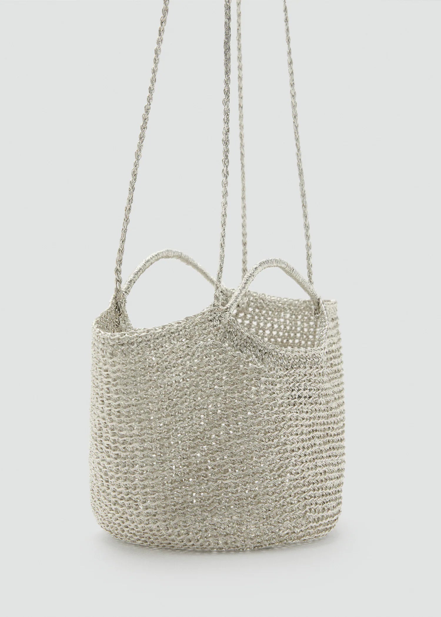 Mini Woven Crossbody Bag Silver