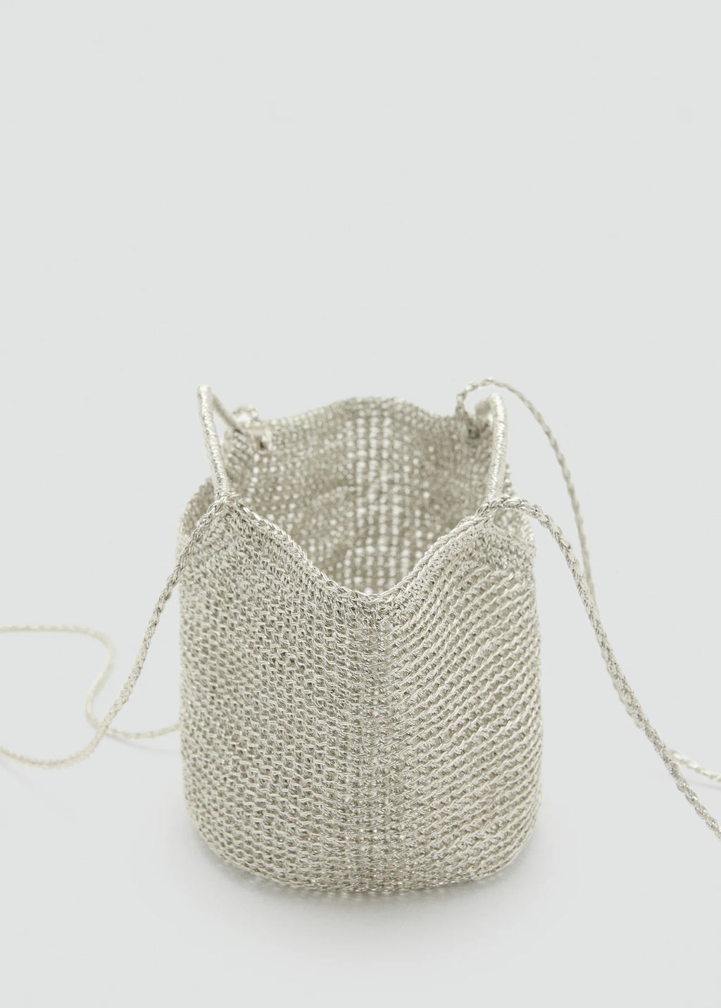 Mini Woven Crossbody Bag Silver