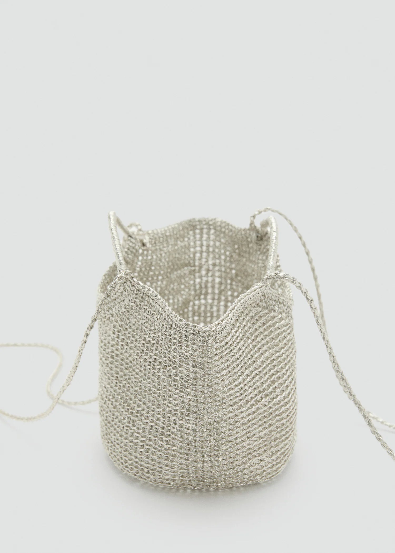 Mini Woven Crossbody Bag Silver