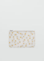 Mini Vinyl Flower Toiletry Bag White