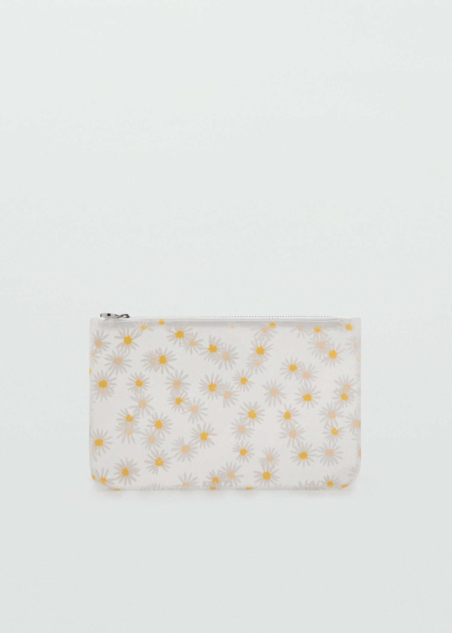 Mini Vinyl Flower Toiletry Bag White