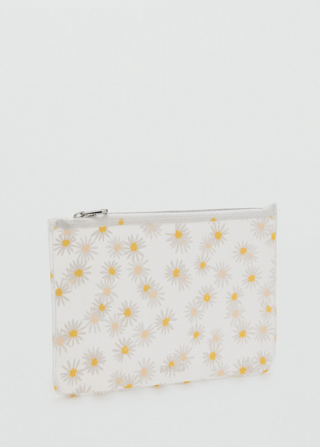 Mini Vinyl Flower Toiletry Bag White