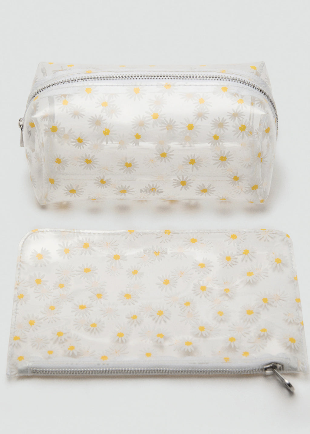 Mini Vinyl Flower Toiletry Bag White
