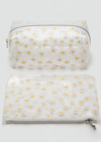 Mini Vinyl Flower Toiletry Bag White