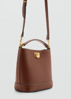 Mini Shopper Bag With Metallic Detail Leather