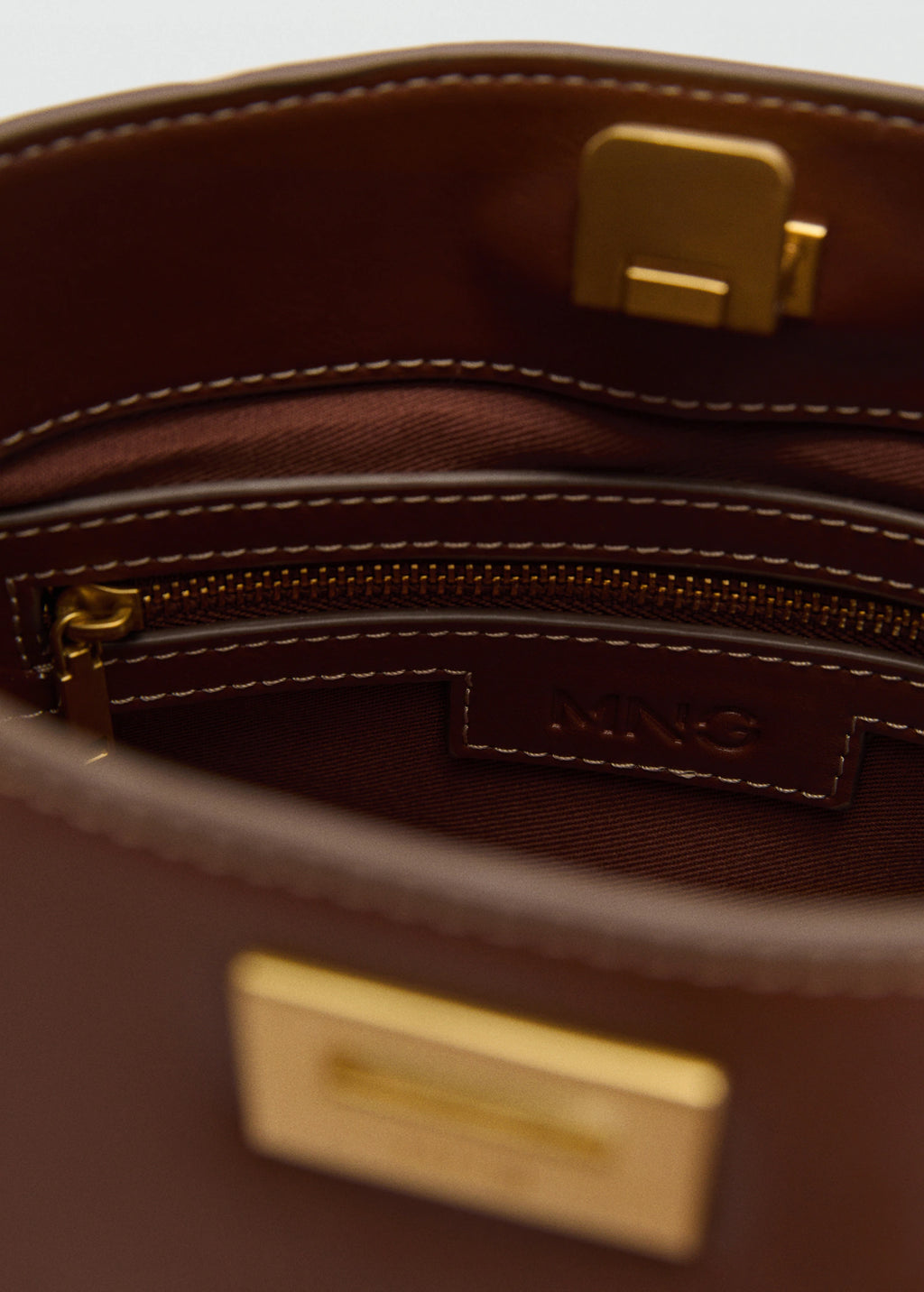 Mini Shopper Bag With Metallic Detail Leather