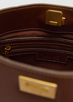 Mini Shopper Bag With Metallic Detail Leather