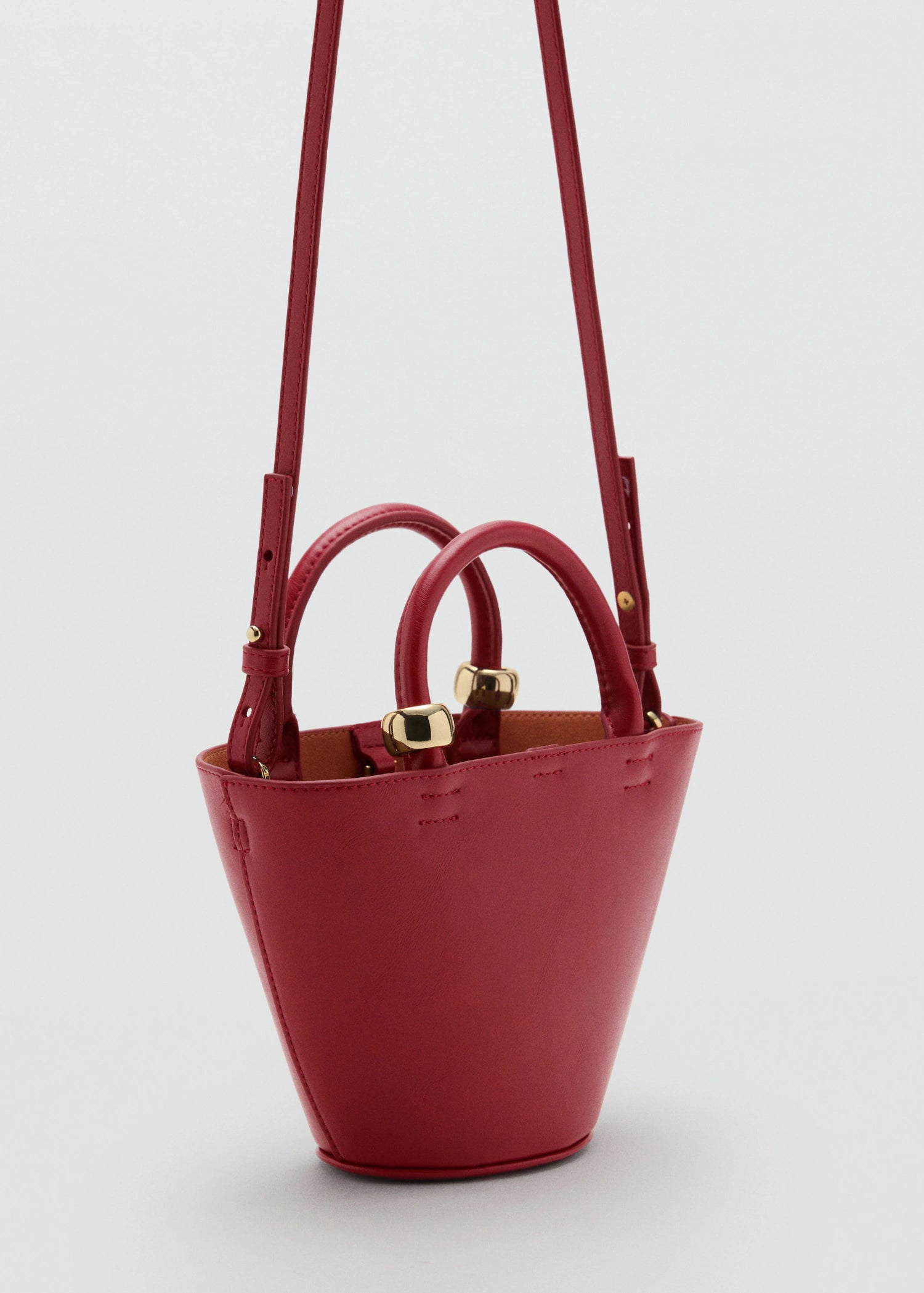 Mini Shopper Bag With Metallic Detail Burgundy