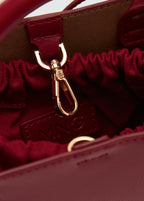 Mini Shopper Bag With Metallic Detail Burgundy
