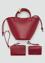 Mini Shopper Bag With Metallic Detail Burgundy