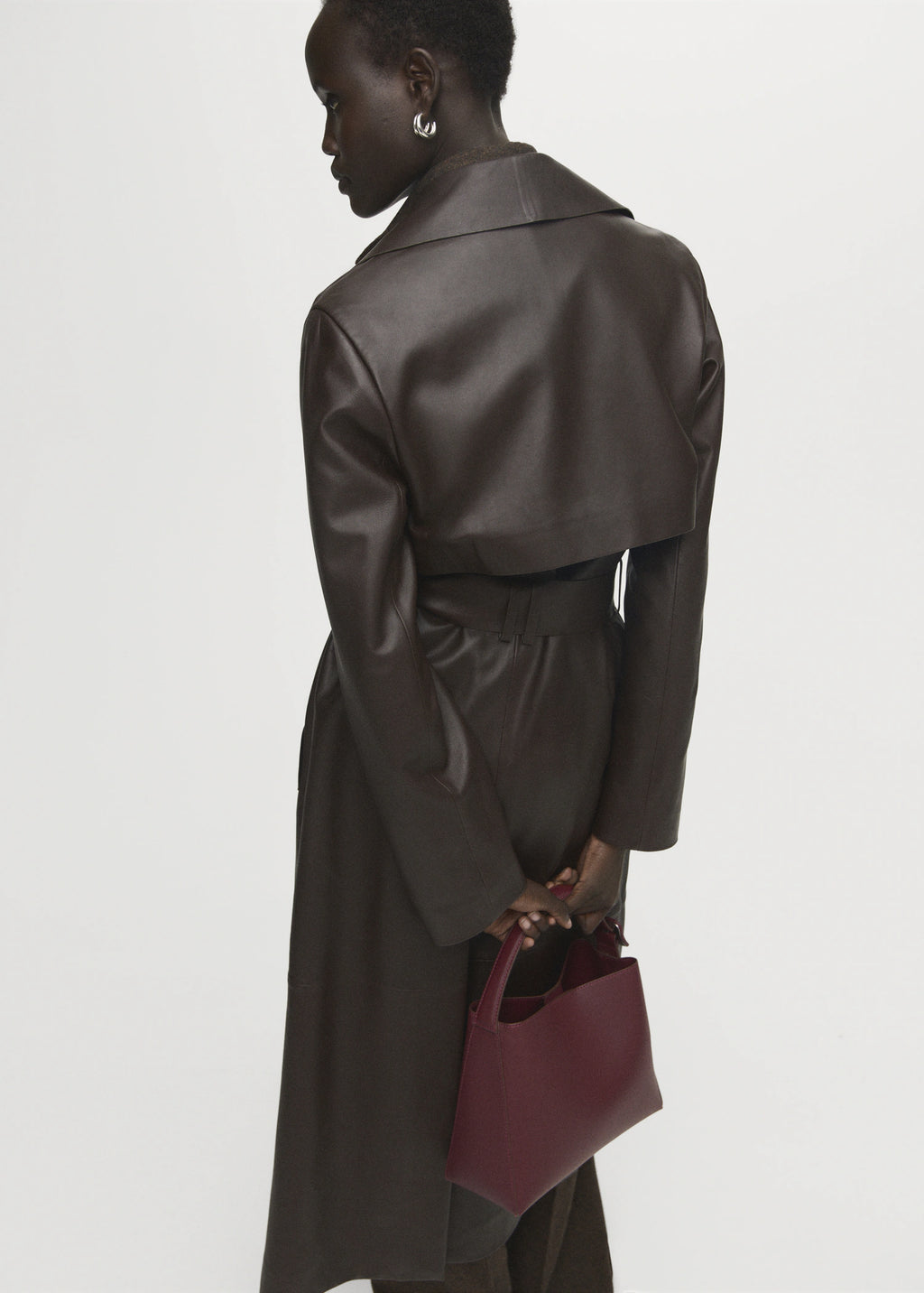 Mini Shopper Bag With Buckle Burgundy