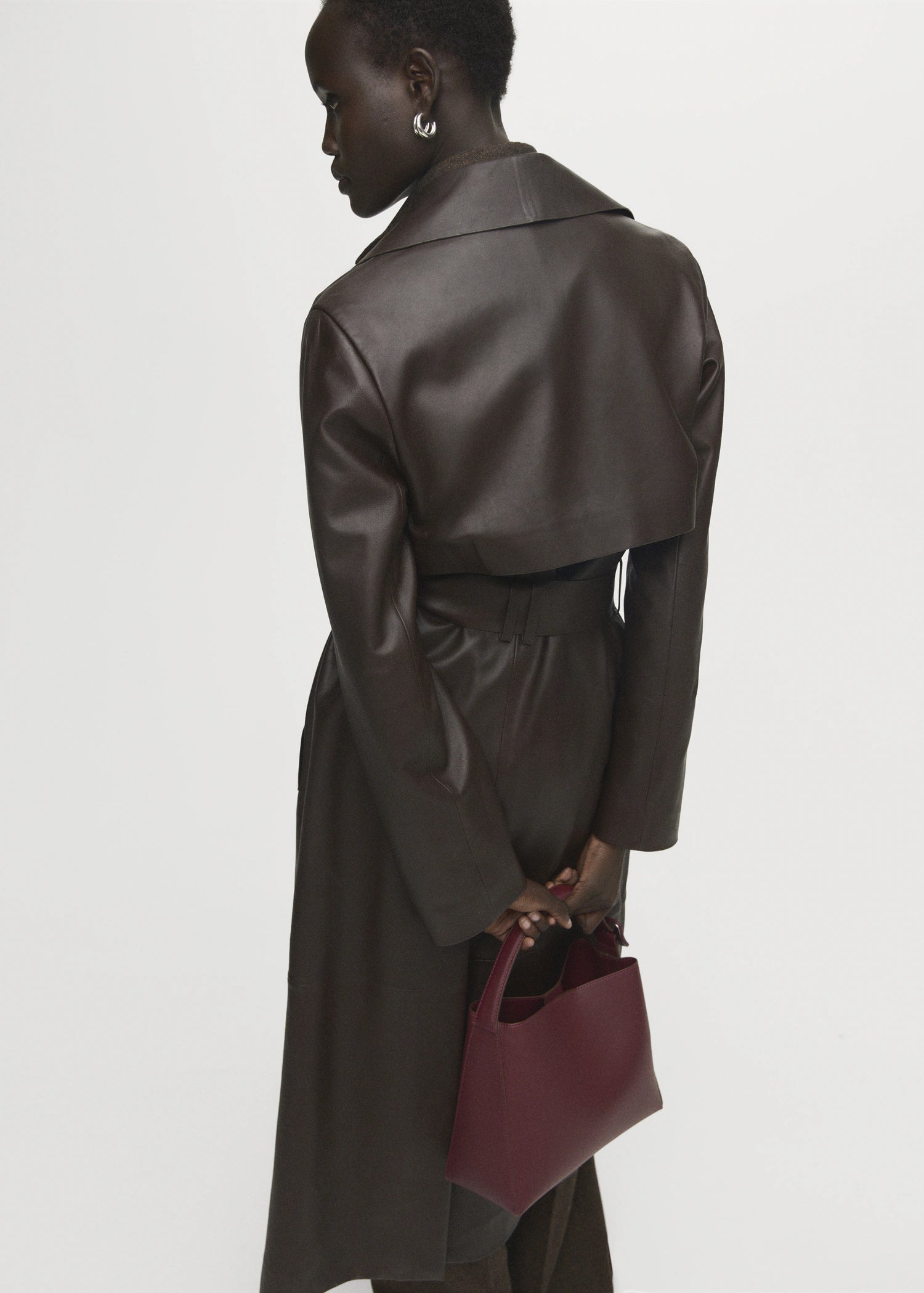 Mini Shopper Bag With Buckle Burgundy